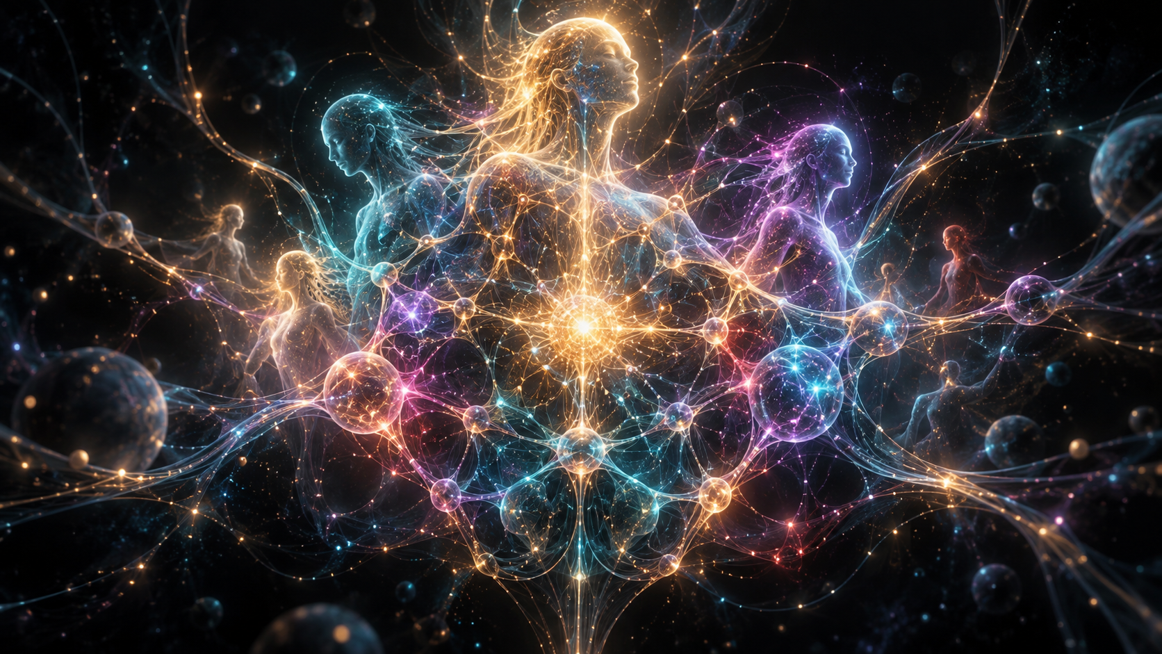 Réseau neuronal multicolore dans lequel plusieurs présences lumineuses émergent